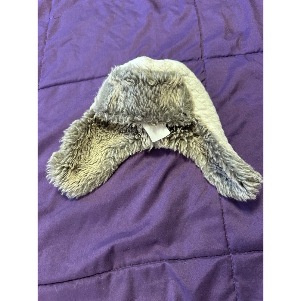Robeez Baby Trapper Hat Quilted Faux Fur Aviator Cap Cream Grey 0-12 Months